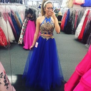 Royal Blue embellished prom dress